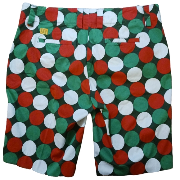 LOUDMOUTH Ladies shorts.  Womens.  Size 10.   Red, green & white polka dots. - Picture 6 of 12